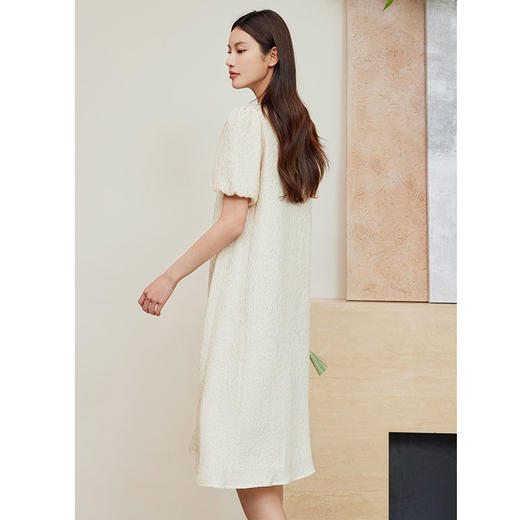 玳莎提花真丝连衣裙2024夏季新款新中式冠乐绉桑蚕丝中长款裙子  EB35107 商品图3