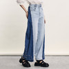 谜底牛仔阔腿裤女2024年夏季新品复古风设计感拼色长裤242MK0589 商品缩略图1