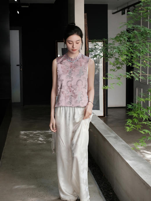 瑕疵| 盛唐牡丹 |宋锦闲云野鹤前短后长马甲[特价品](特殊商品不退不换) 商品图3