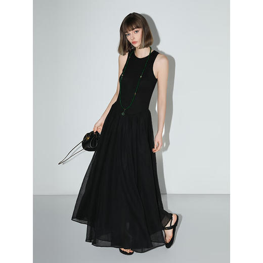 【秒杀】COCOBELLA赫本风简约针织背心式连衣裙多层大摆小黑裙FR0026 商品图1