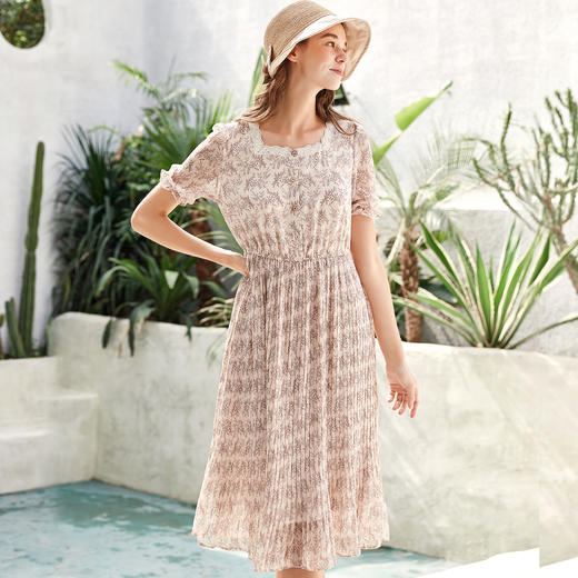 Famecoco范可儿赫本风连衣裙春夏温柔碎花裙仙女森系超仙F223FC002 商品图6