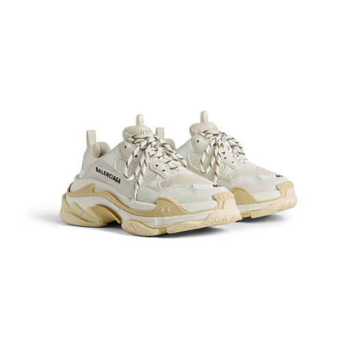 BALENCIAGA 巴黎世家 女士 Triple S 网布运动老爹鞋 白色 524036 W2CA1 9000 商品图0