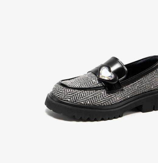 千百度百搭乐福鞋女秋季厚底增高漆皮小皮鞋真皮不累脚通勤A23436904 商品图2