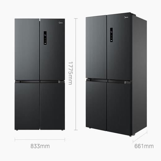 美的（Midea）十字对开门四门风冷无霜一级双变频大容量超薄家用电冰箱线下同款 BCD-479WSPM(Q) 炭灰-浮光 商品图1