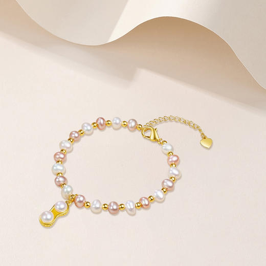 ALLOVE合金小花生时尚淡水珍珠手链，清新简雅 商品图2