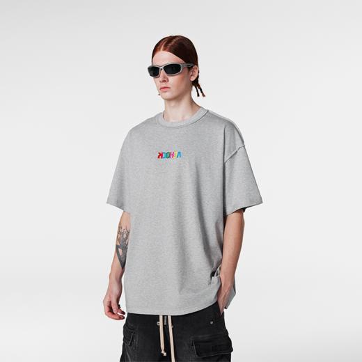 【Achock官方店】重工反穿彩虹色翻转logo刺绣短袖潮牌简约圆领T 商品图0