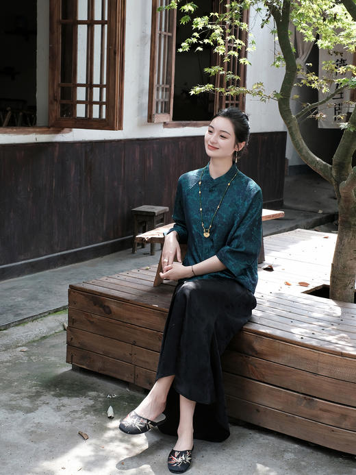 盛唐婧 |真丝宋锦发财树对襟上衣 商品图14