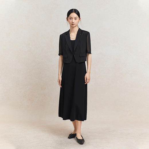 Famecoco短款一粒扣西装女士夏款通勤职业中袖小众西服FAC3AW009 商品图5