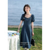 鹿向南「海盐白沙」法式v领牛仔连衣裙女夏季新款复古中长裙L36626 商品缩略图1