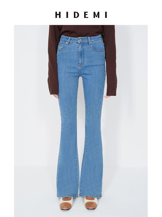 HIDEMI 【董生活同款】多重水洗做旧感超显瘦喇叭牛仔神裤长裤 商品图0