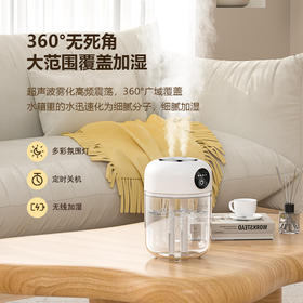【新款双喷加湿器USB】便捷桌面家用办公室卧室 大容量补水空气净化器