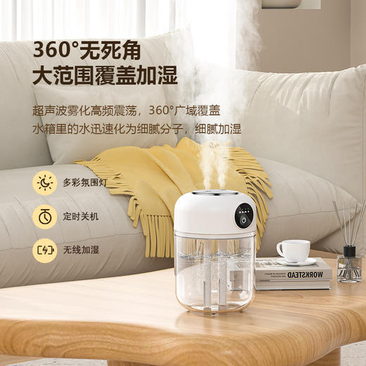 【新款双喷加湿器USB】便捷桌面家用办公室卧室 大容量补水空气净化器 商品图0