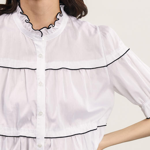 谜底纯棉衬衫短袖女2024夏季新品通勤风少女感宽松衬衣242MC0634 商品图3