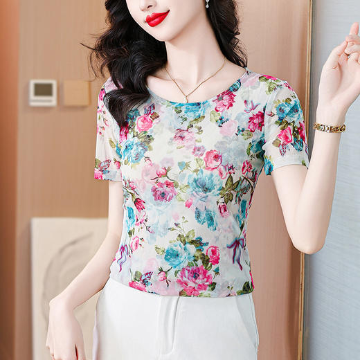 新款中年妈妈短袖T恤KQL-E73N8239 商品图0