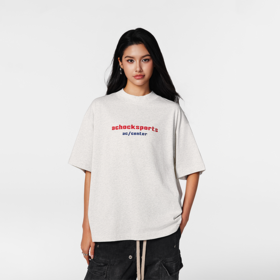 【Achock官方店】小高领基础标语印花短袖潮牌简约新款五分袖T恤