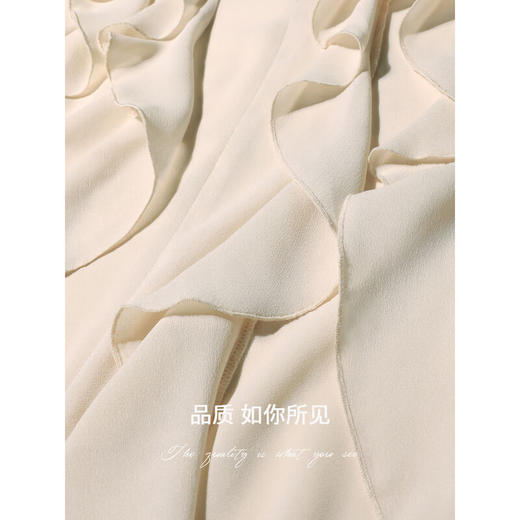 OCOBELLA名媛风立裁荷叶领衬衫通勤OL垂坠V领知性上衣SR3039 商品图4