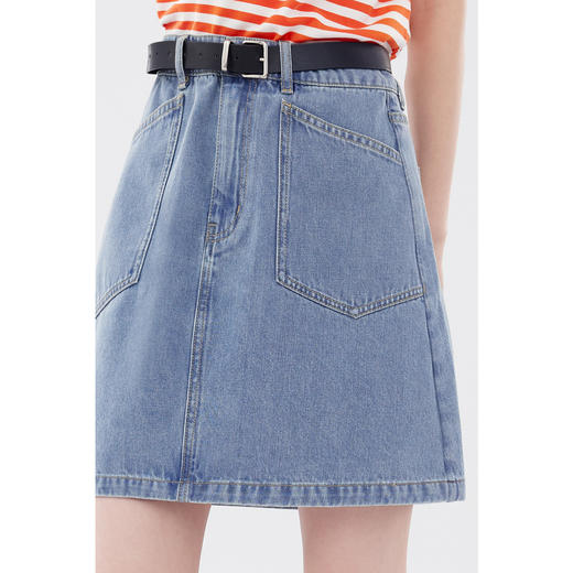 【严选】诗凡黎甜酷流行牛仔2024夏新款纯棉漂亮显瘦牛仔半裙SF5140751 商品图3