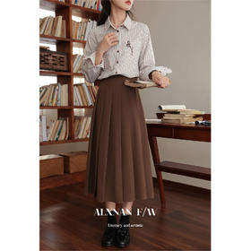 鹿向南《糖炒栗子》法式气质百褶半身裙女2024春新款高腰显瘦裙子