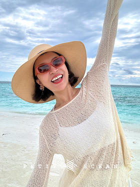 写给自己的情书 艾草棉纯天然蕾丝勾针度假感针织罩衫/防晒衫