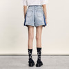 谜底A型短裤女2024年夏季新品复古风高腰百搭拼色牛仔裤242MK0588 商品缩略图2