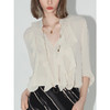 OCOBELLA名媛风立裁荷叶领衬衫通勤OL垂坠V领知性上衣SR3039 商品缩略图1