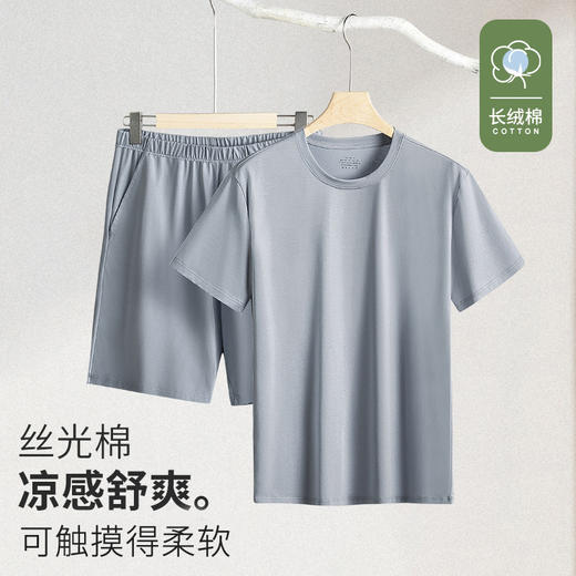 【大牌质感】凉感美肌丝光棉短袖套装 春夏男士5A抑菌抗菌抗起球可外出休闲T恤套装 商品图1