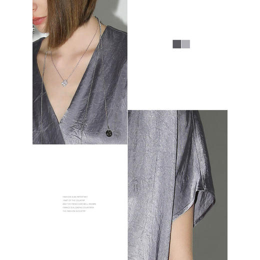 COCOBELLA[100%醋酸]奢感丝光肌理紫色垂坠凉感连衣裙FR0046 商品图1