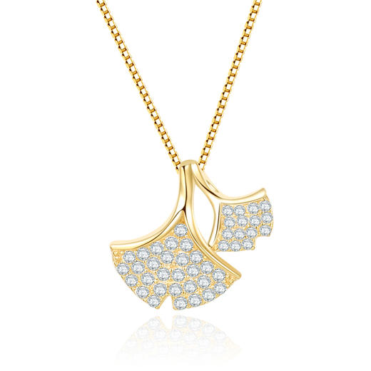 ALLOVE S925银镶锆石秋叶链坠 商品图5