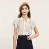 谜底衬衫短袖女2024夏季新品复古文艺风提花荷叶边衬衣242MC0670 商品缩略图0