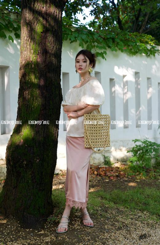 【门店同款】ENJOY夏季提花一字领两穿上衣 157503888 商品图3