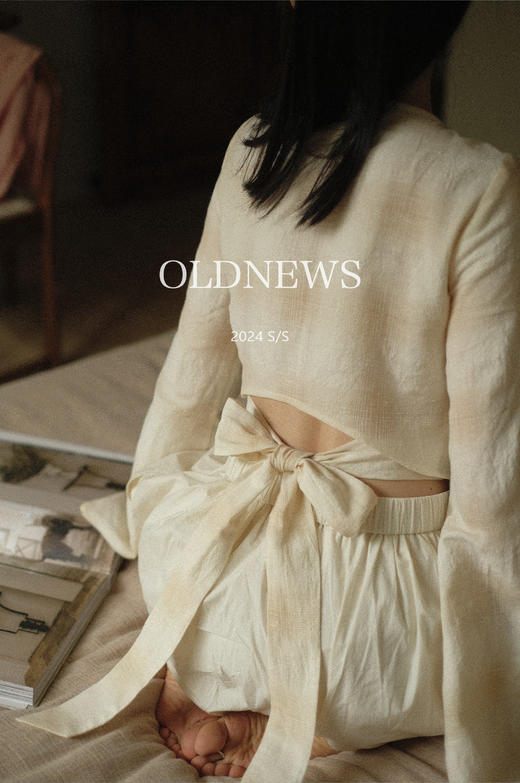 亚麻格纹围裹上衣 - 棉麻与格纹 商品图0