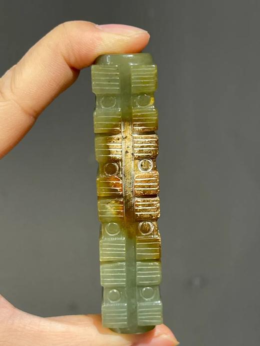 褐沁和田青玉琮式吊坠，顺丰包邮 商品图11