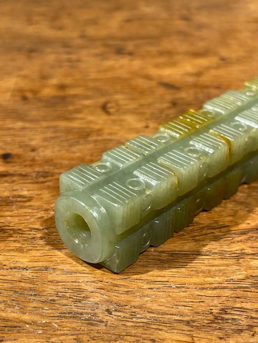 褐沁和田青玉琮式吊坠，顺丰包邮 商品图1