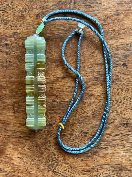 褐沁和田青玉琮式吊坠，顺丰包邮 商品图4