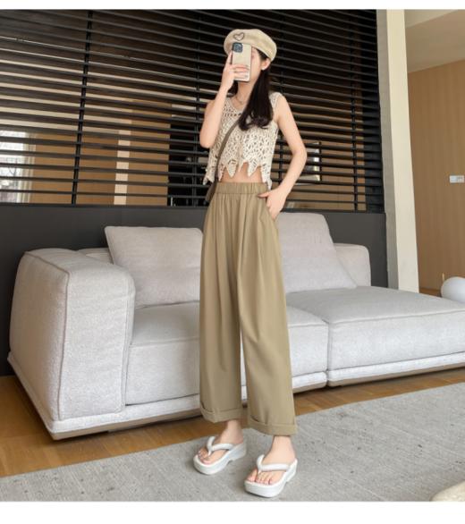 🌟出口韩国滞留单💥【冰感•翻边纸片裤】📣国外到手229➕️现国内破价💰49.9❗️❗️❗️梨形🍐粗腿本命神裤👍️感觉夏天离不开它☀️ 商品图3