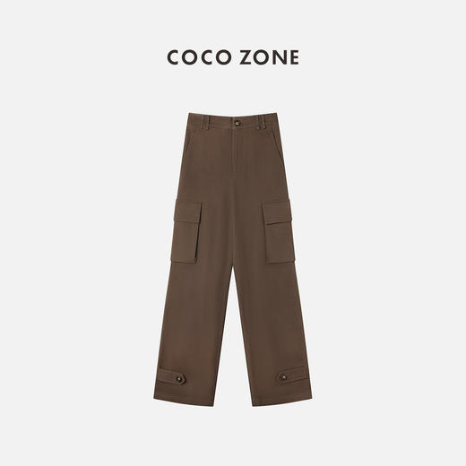 COCO ZONE”美式咖啡“复古工装裤中部口袋装饰直筒休闲裤24C10057 商品图0