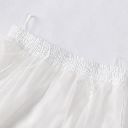飘逸仙女欧根纱时尚提花，新中式白色高腰半身裙YFN6032 商品图4