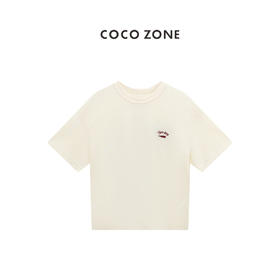 COCO ZONE"可乐T"夏季字母刺绣休闲短袖针织衫时尚圆领百搭上衣CC1B1189