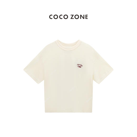 COCO ZONE"可乐T"夏季字母刺绣休闲短袖针织衫时尚圆领百搭上衣CC1B1189 商品图0