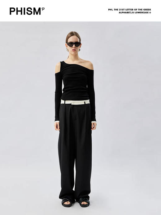 单肩撞色打底衫 商品图0