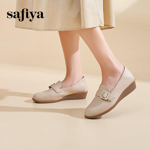 Safiya/索菲娅2024新款 软底真皮坡跟休闲乐福小皮鞋 SF43111404 商品图6