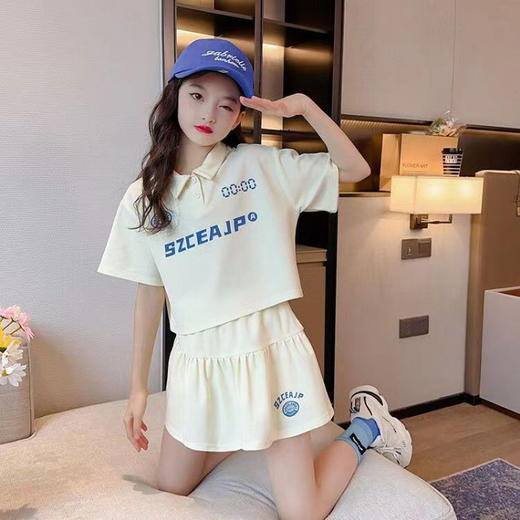 【洋气style，吸睛之选！】中大童女童夏装套装 新款儿童洋气polo领 上衣中大童夏季 网红套装裙潮款-QQ 商品图5