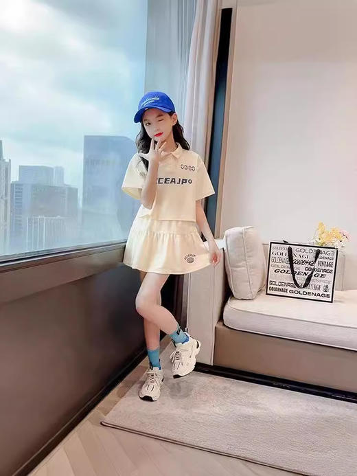 【洋气style，吸睛之选！】中大童女童夏装套装 新款儿童洋气polo领 上衣中大童夏季 网红套装裙潮款-QQ 商品图4