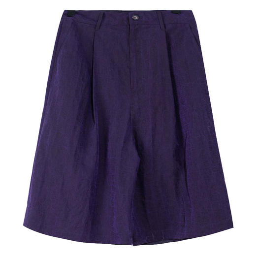 牧衣游原创 黑梅紫香云纱短裤女新款清凉舒爽休闲百搭五分裤 红叶 商品图4