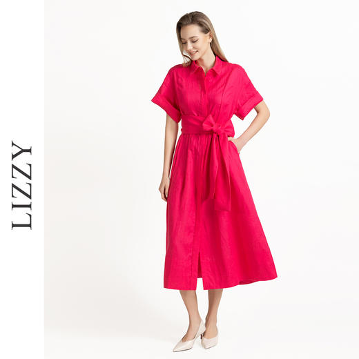 LIZZY优雅气质通勤赫本风大版型包容性连衣裙配腰带8064 商品图1