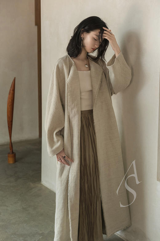 Mark Kenly Domino Tan  原色COMO双面棉麻长外套 商品图1