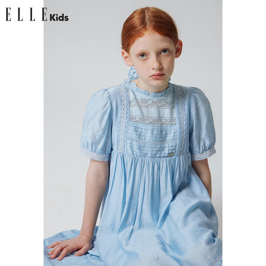 ELLEkids童装 法式复古重工中长款短袖连衣裙 商品图1