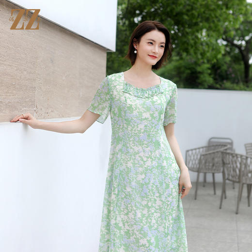 佐尔美甜美碎花100%桑蚕丝连衣裙E32LS99 商品图0