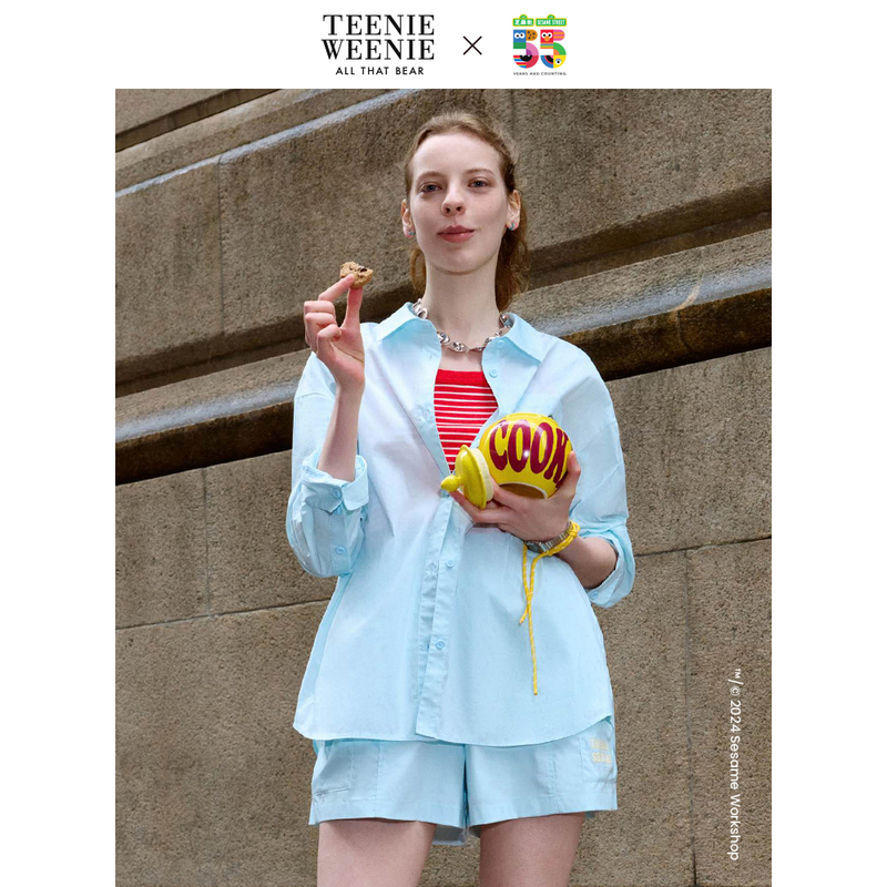 Teenie Weenie小熊卡通衬衫女夏季女衬衣TTYA242501L