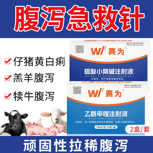 赛为腹泻套餐针剂注射液乙酰甲喹兽用硫酸小檗碱仔猪黄白红痢兽药 商品图1